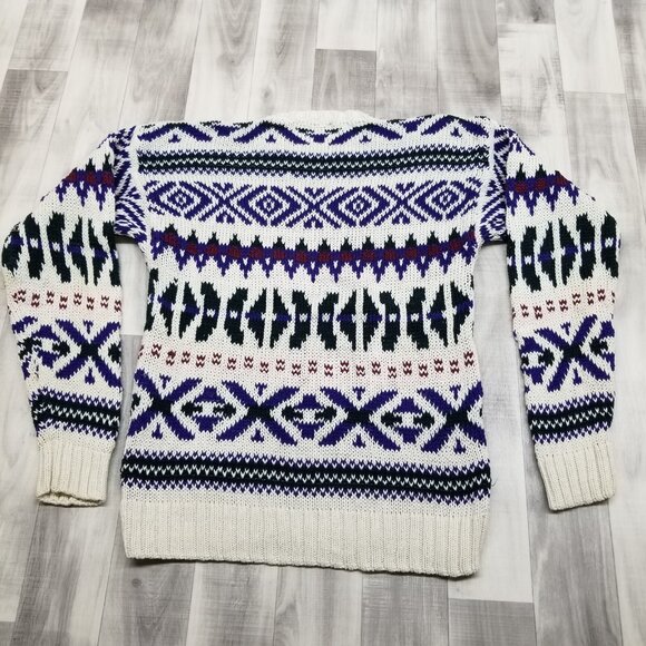 ✅VTG WOODS & GRAY Women's SMALL Sweater Nordic Geometric Y2K * PILING, STAINING - Picture 5 of 12